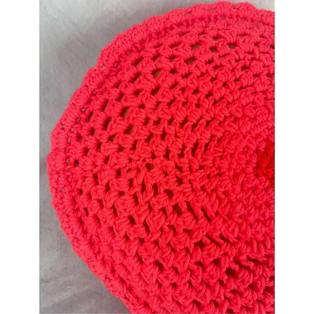 Vintage Mod Afghan Crochet Pillow 1970s